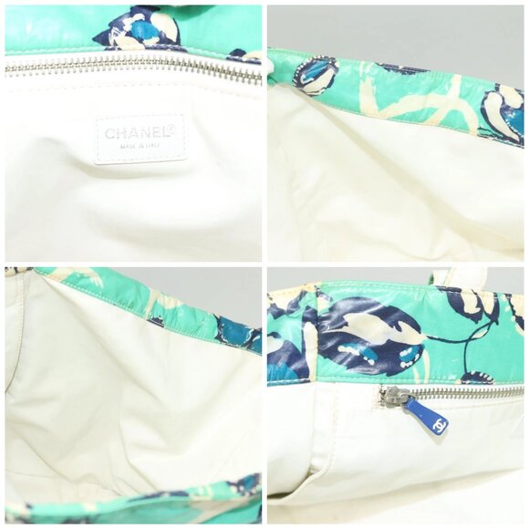 CHANEL Tote Bag Nylon Green Silver CC Auth mr1316 - Picture 15 of 16